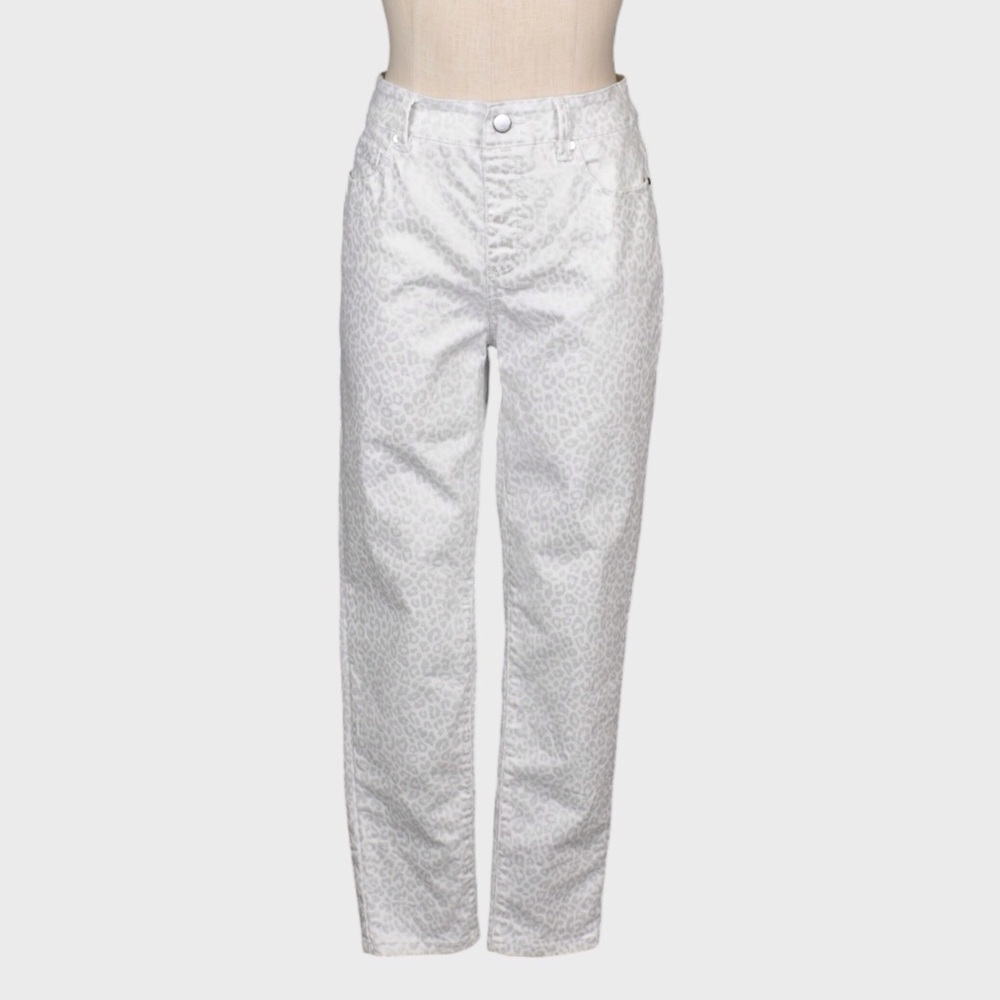 Soft Surroundings Platinum Leopard‎ Print Slim Straight Stretch Jeans